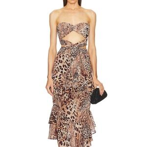 Leopard Print Ruffle Maxi Dress
